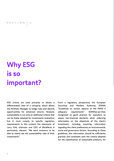 Objectway Paper Front Page describing ESG guidelines within a risk-aware investment process to create benefits