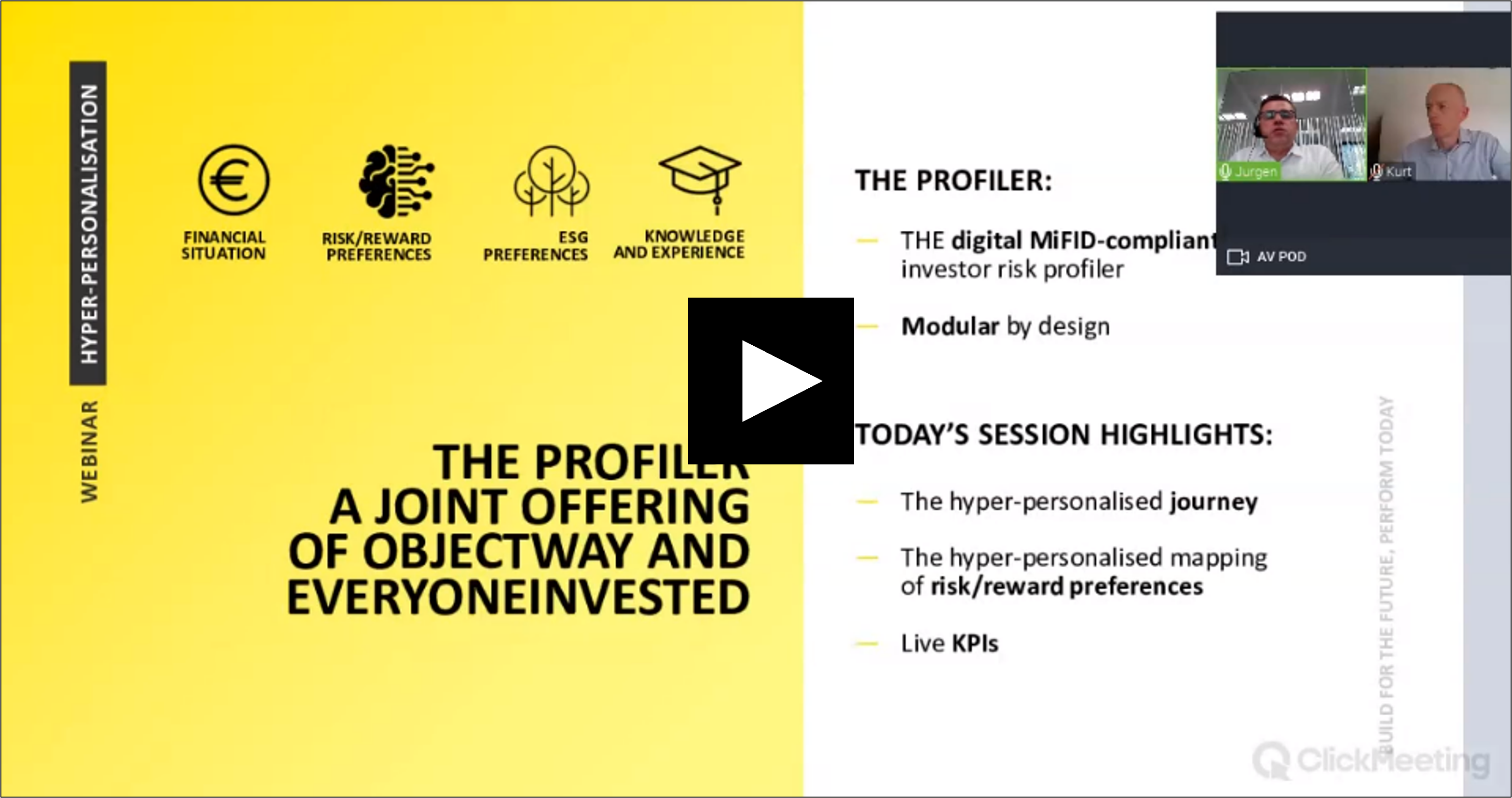 Objectway and EveryoneInvested Webinar Presentation highlighting the hyper-personalised journey