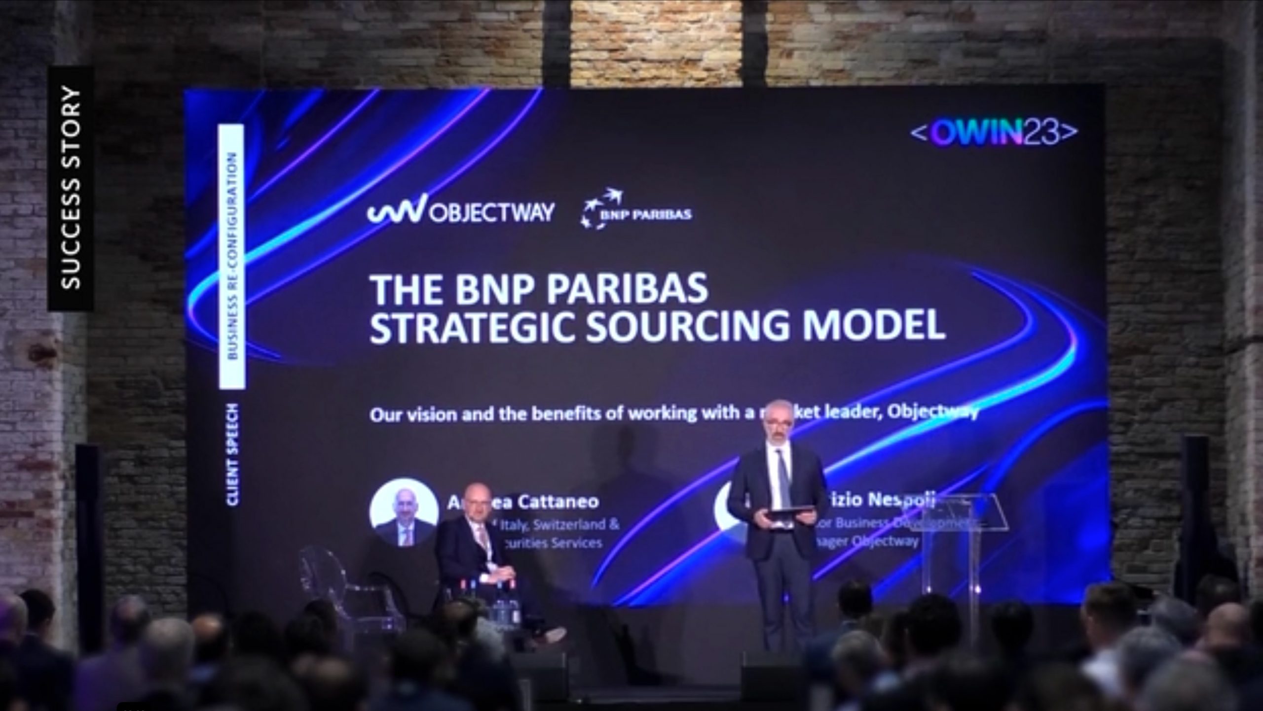 Fabrizio Nespoli, Objectway Senior Business Development Manager, presenting BNP Paribas Success Story during Objectway Customer Conference in Venice.